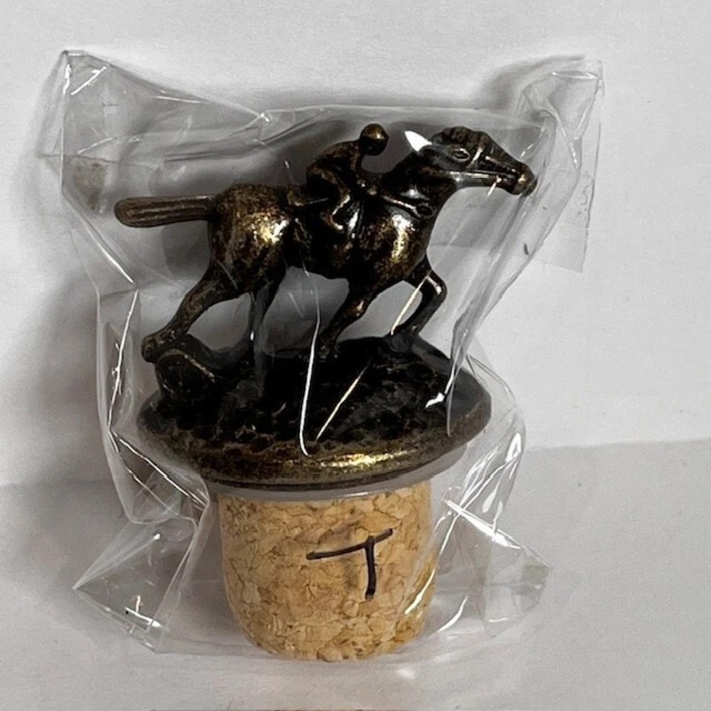 Blanton's Bourbon Whiskey Cork Bottle Stopper Race Horse Jockey Letter 'T'